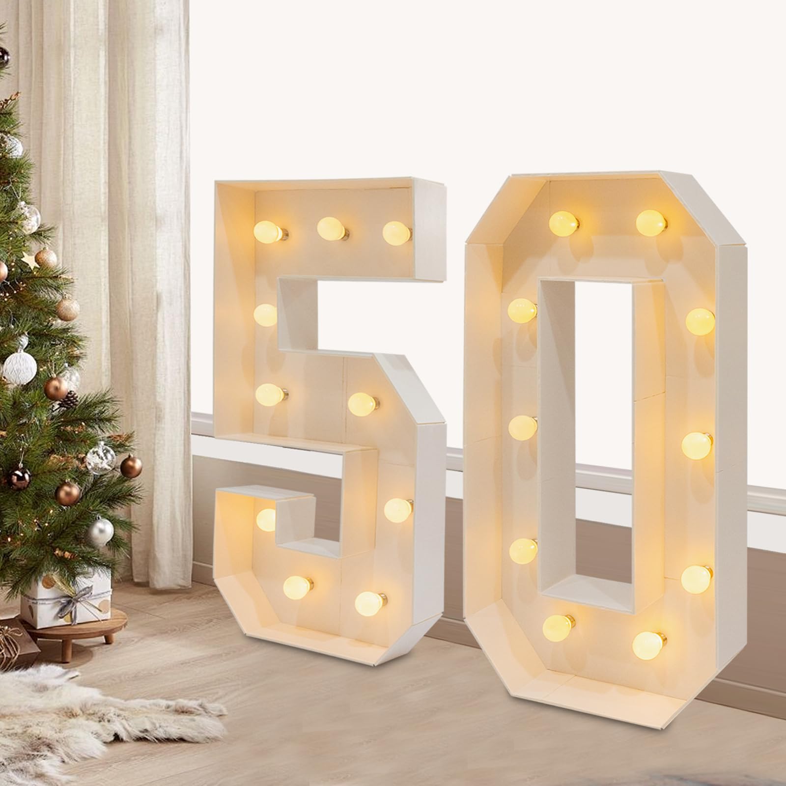 Chiffres Lumineux Blanc Grande Led Lumière Numéro Grands Chiffres Lumineux de 100 cm Convient Parfaitement aux fêtes d'anniversaire aux Anniversaires et Autres célébrations (50)