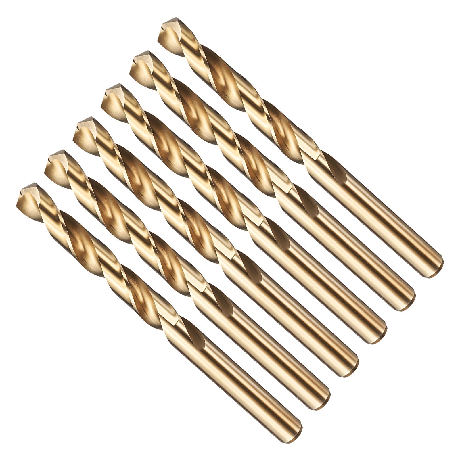 METALLIXITY 11.5mm Drill Bit (29/64") 6pcs, 4241 High-Speed Steel Straight Shank Gold Finish 118ยฐ for Wood Plastic Iron Copper Aluminum Low Soft Metal