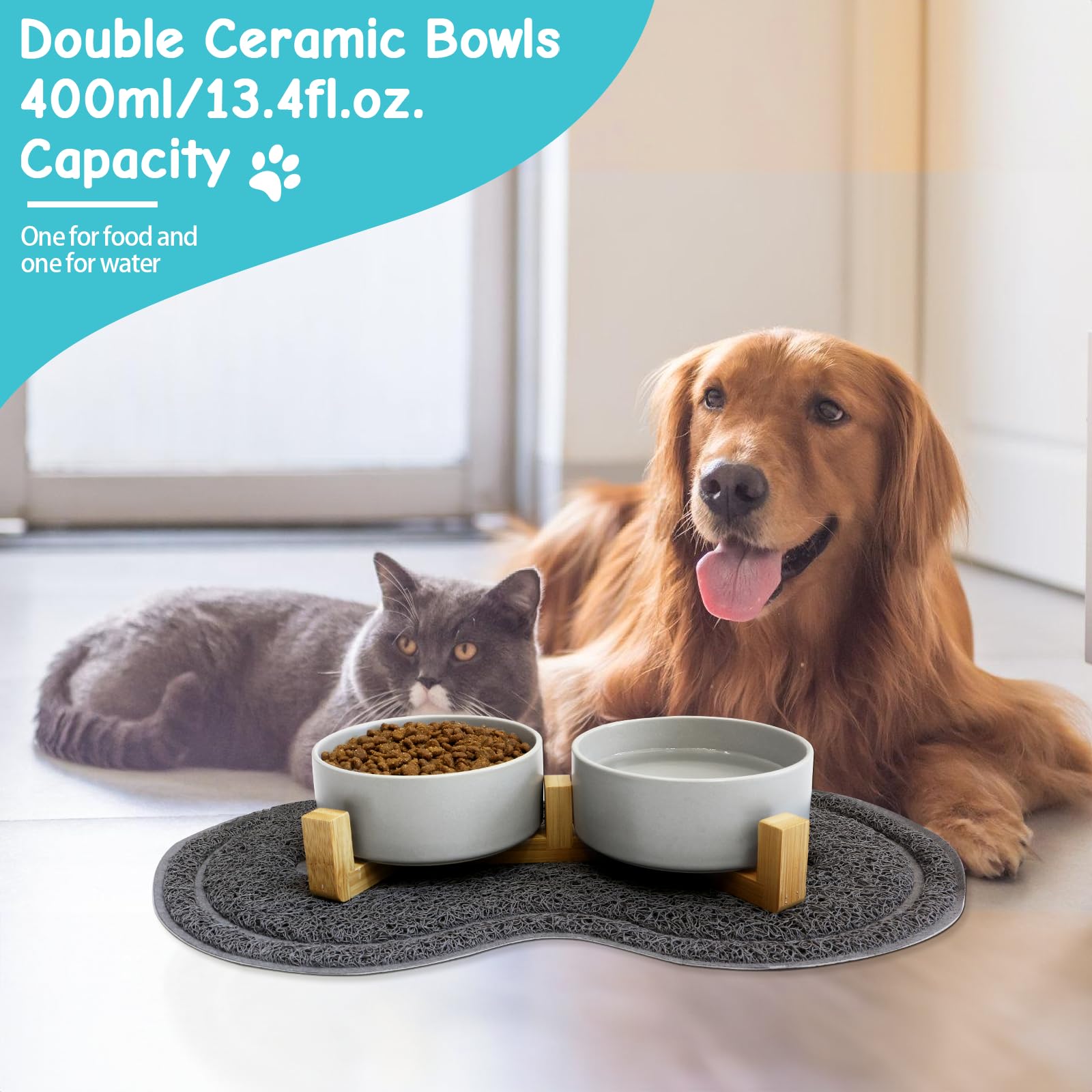 Opul - Tovaglietta Per Animali Domestici, In PVC, Impermeabile, Antiscivolo, Per Cani, Cuccioli, Gatti, Ciotola Per Cibo E Acqua, Lavabile Con Un Panno, Colore: Verde - Foto 7