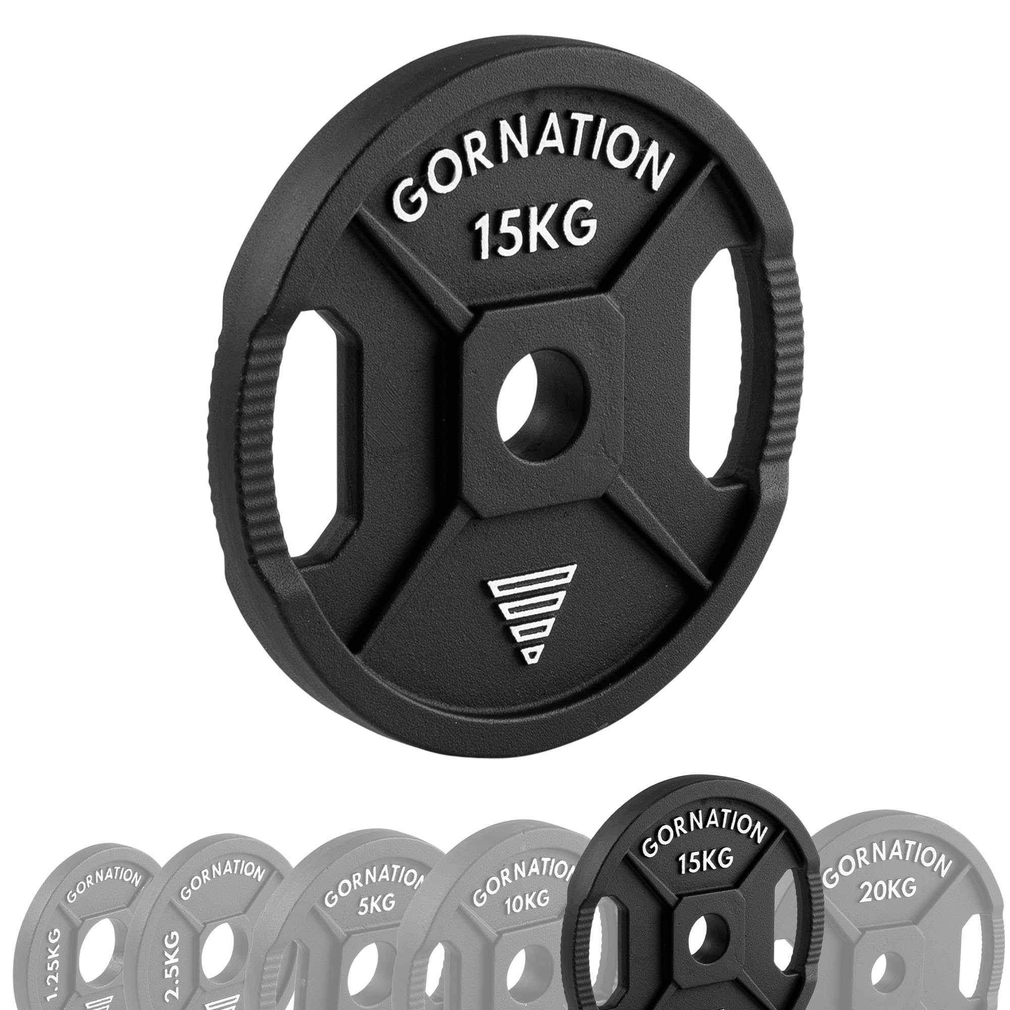 GORNATION Disques de Musculation 50 mm en Fonte, Disques Olympiques pour Barre et Haltères, Weight Plates avec Poignées, Set de Poids pour Musculation, Fitness et Calisthenics