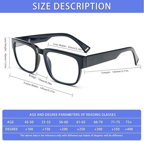 Miniatura 4 de KoKoBin Paquete de 5 lentes de lectura cuadrados para hombres y mujeres, lentes ligeros con bloqueo de luz azul, marco elegante de colores