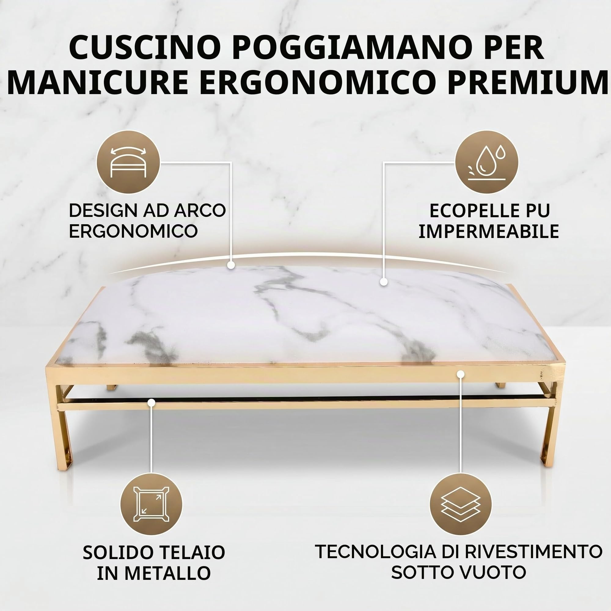 Riposo per Unghie Manicure Pad, Cuscino per Manicure in Pelle PU Morbida, Supporto per Nail Art Tavolo, Marmo