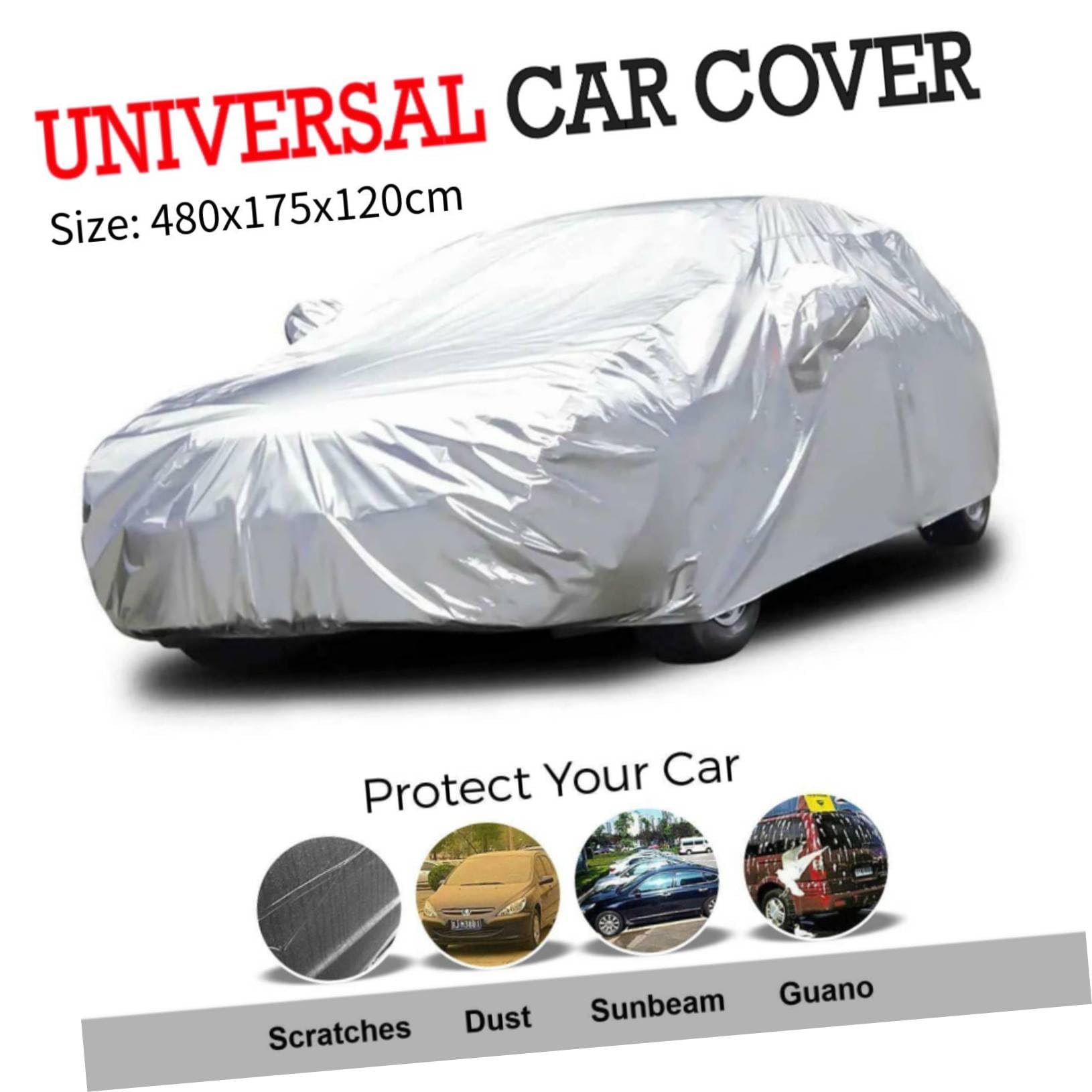Alipis Weather Car Cover Waterproof UV Protection Size L Silver Universal Fit for Sedans and SUVs Dustproof Summer — view 2