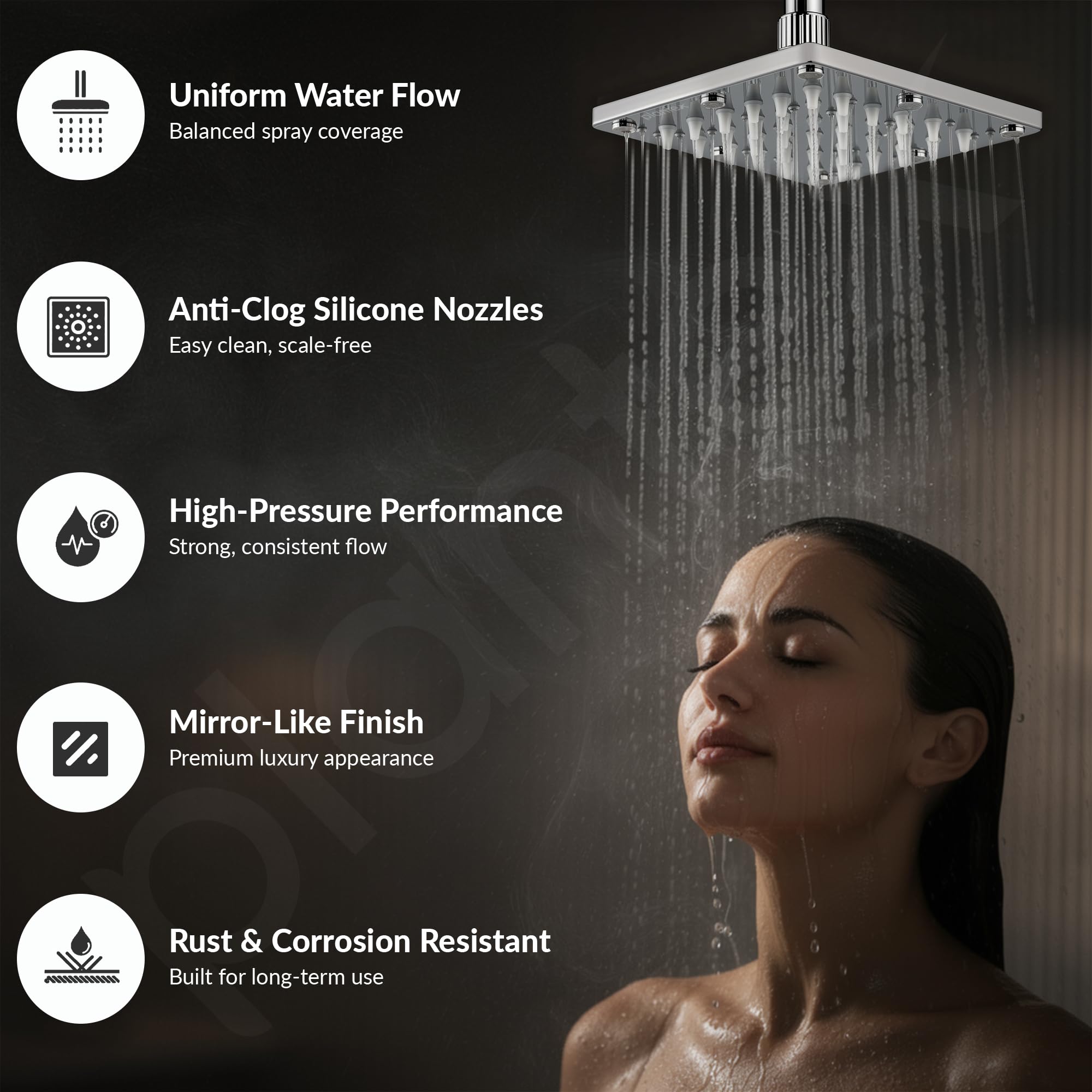 Plantex Stainless Steel Shower Head - Rainfall Luxury -3 Plantex Stainless Steel Shower Head - Rainfall Luxury -3