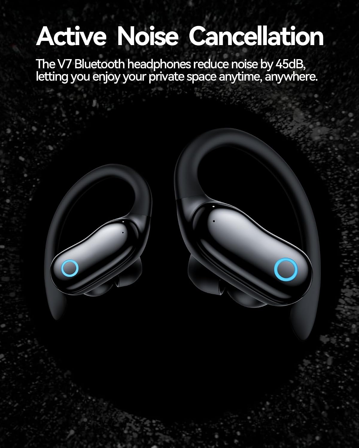GNMN Active Noise Cancelling Ear Buds AI Translation Wireless Earbuds 96hrs Playback Bluetooth Headphones Dual Battery Display Stereo Bass Earphones with Earhooks Microphone for Sports/Runing/Workout