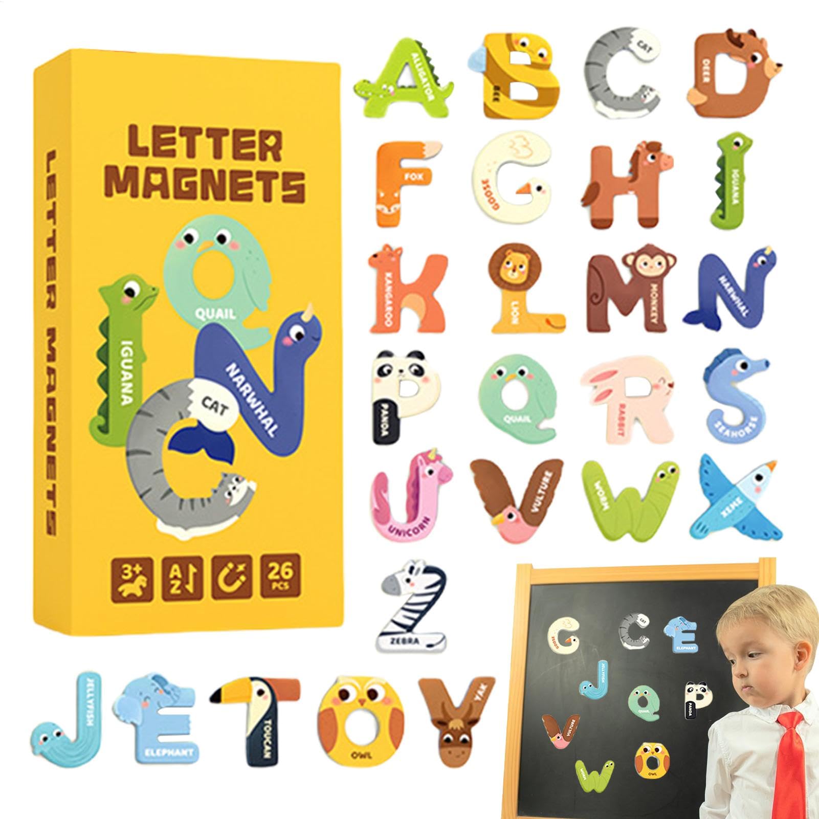 Aimants alphabet animaux de cuisine : lettres magnétiques pour s'amuser sur le frigo en famille