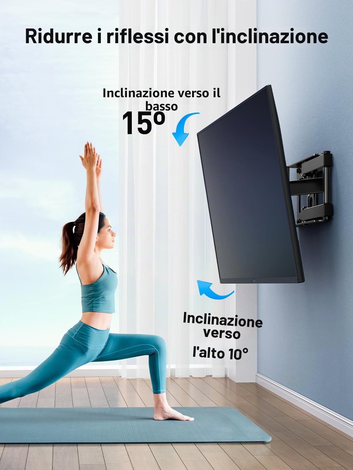PERLESMITH Supporto TV Parete Girevole Estendibile 26-60 Pollici 40 kg VESA 400x400 mm PSMFK10