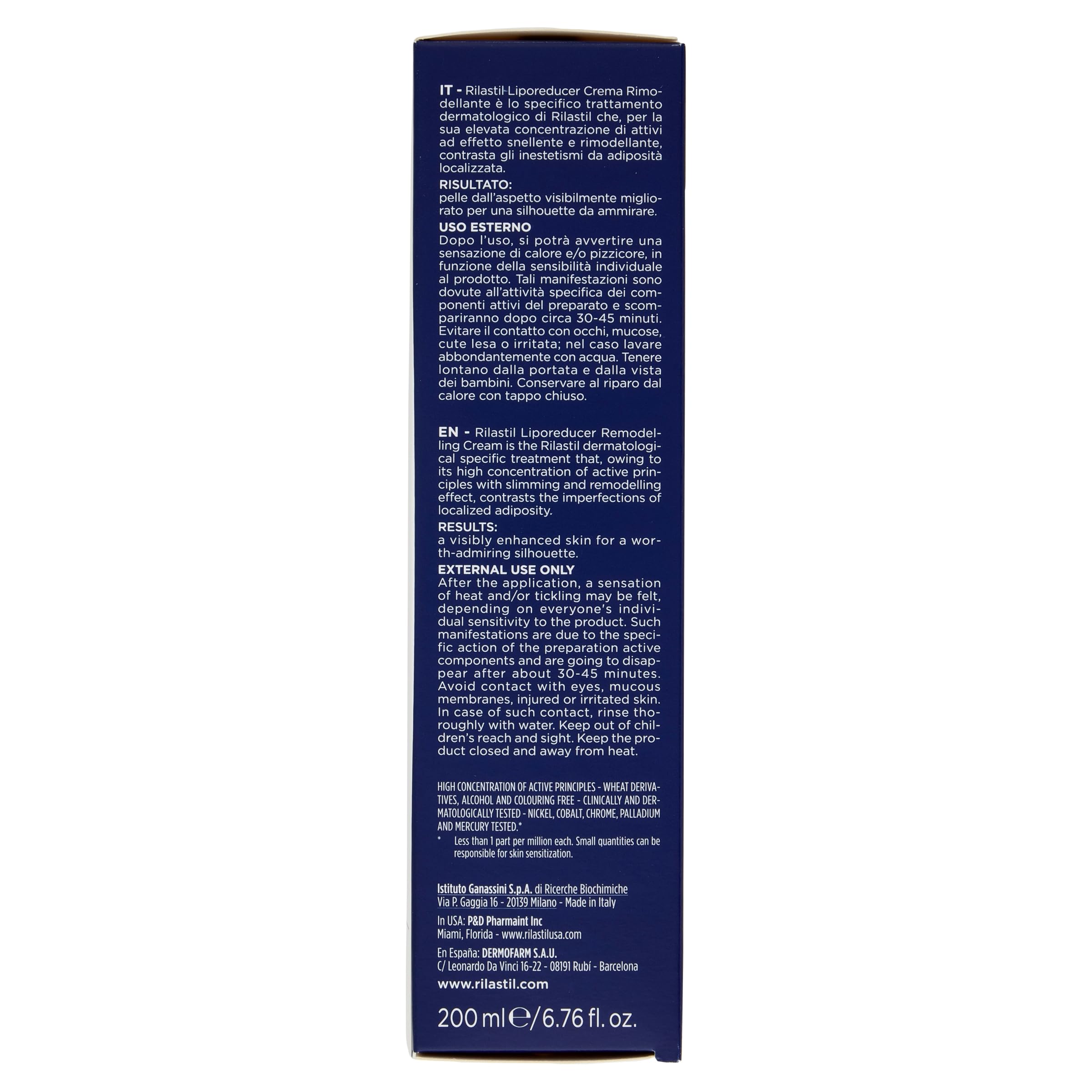 Rilastil Liporeducer Crema Modellante, Azione Rimodellate, Rassodante e Tonificante, Effetto Snellente, Texture Ricca e Cremosa, Confezione da 200ml