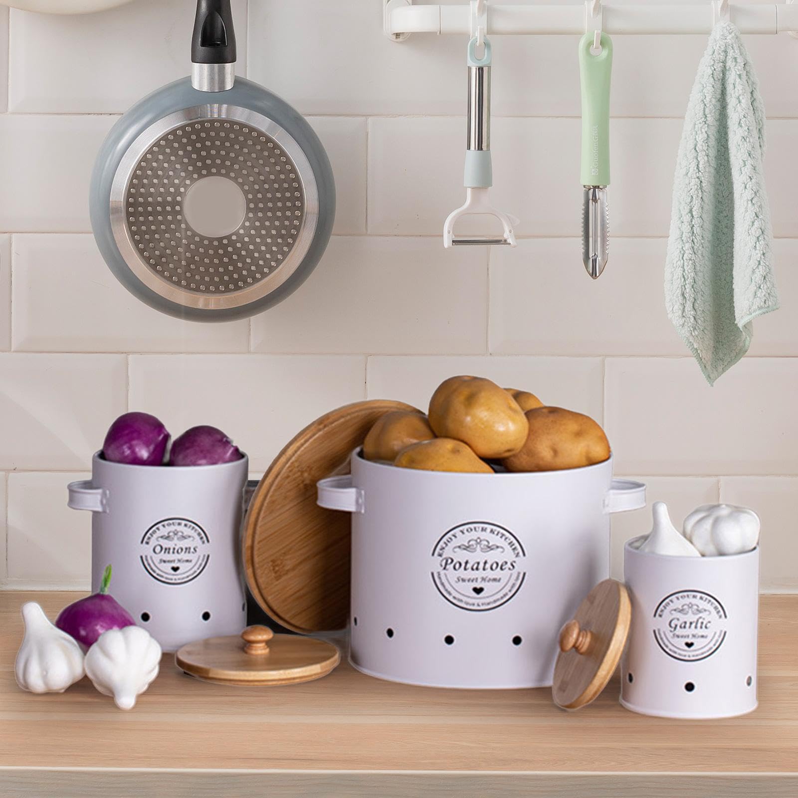 Contenedor Cocina Patatas Cebolla Ajo Duradero
