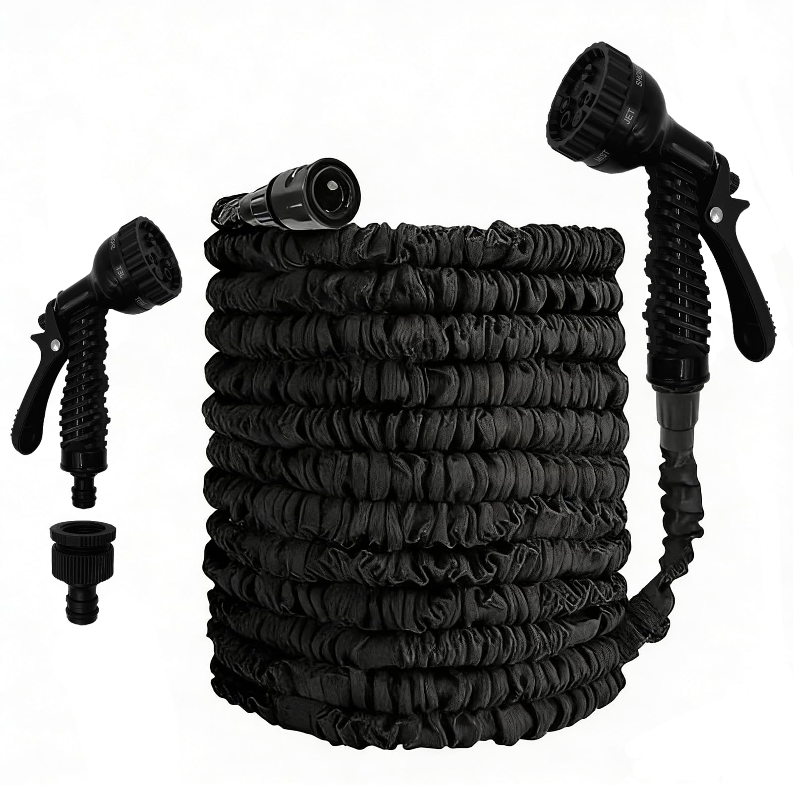 Ennoxwi Garden Hose Pipe, Flexible and Durable Hosepipes for Garden, 15m 50ft Expandable Garden Hose with Multi-Function Spray Gun for Gardening, Car Washing, Pet Cleaning, Yard and Patio Use (Black)