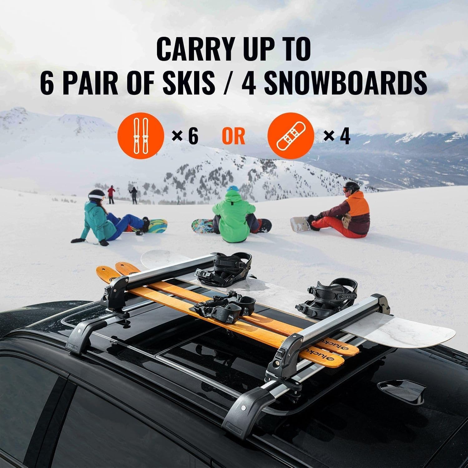 Ski Snowboard Roof Rack 31.7" Universal Ski Rack for Car Roof with Lock