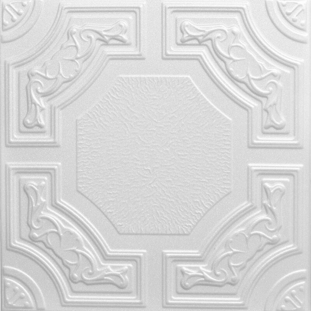 Carreaux de plafond en mousse pour masquer les fissures R28C Evergreen blanc uni