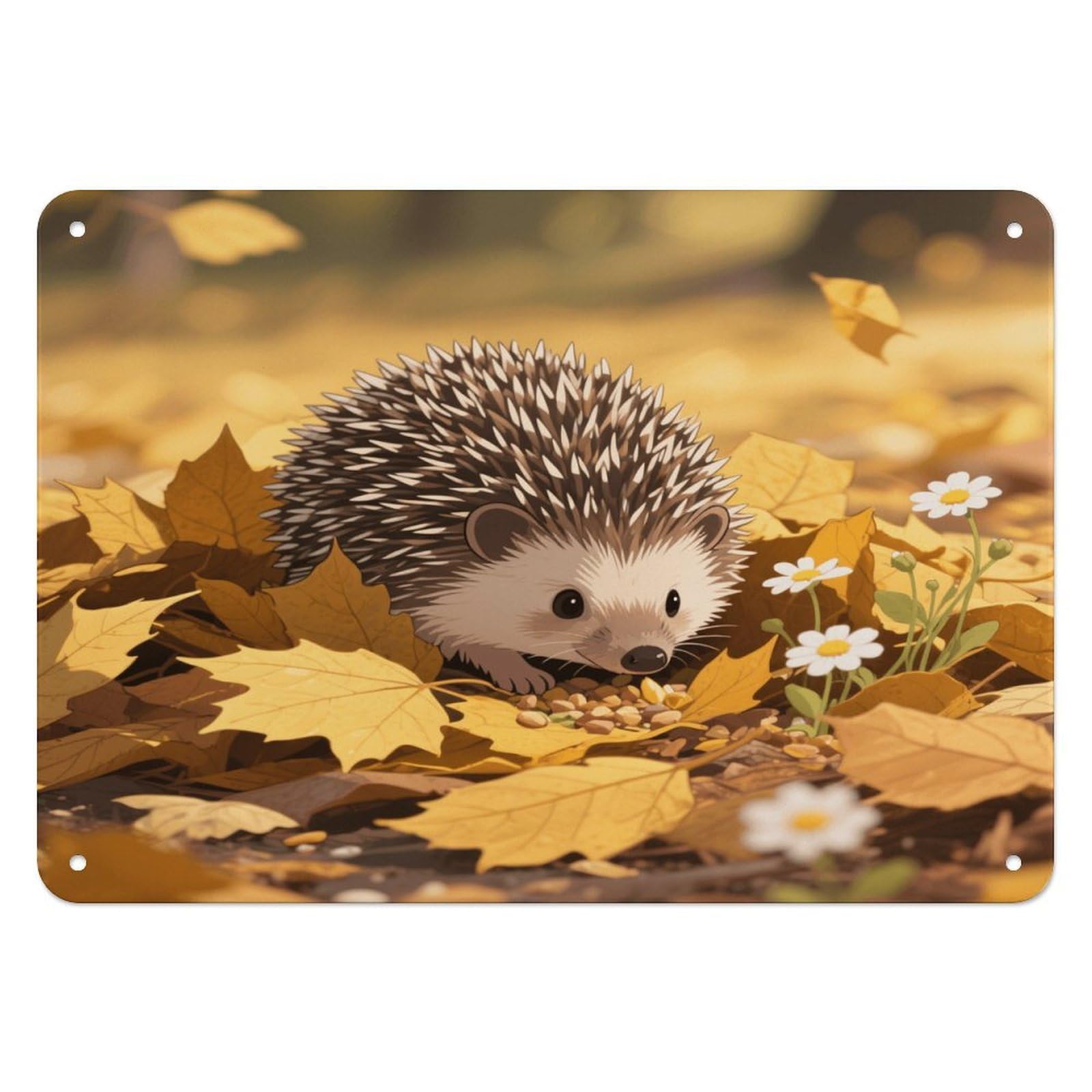 Fekiloot Style Hedgehog Wall Decor Iron Painting Metal Sign