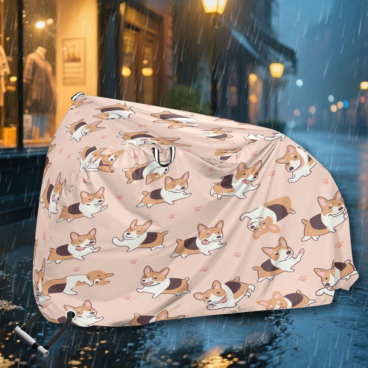 Cute Dog Bike Cover Waterproof Outdoor Storage, Bicycle Cover Rain Sun UV Wind Proof for Mountain Bike,Road Bike,Electric Bike
