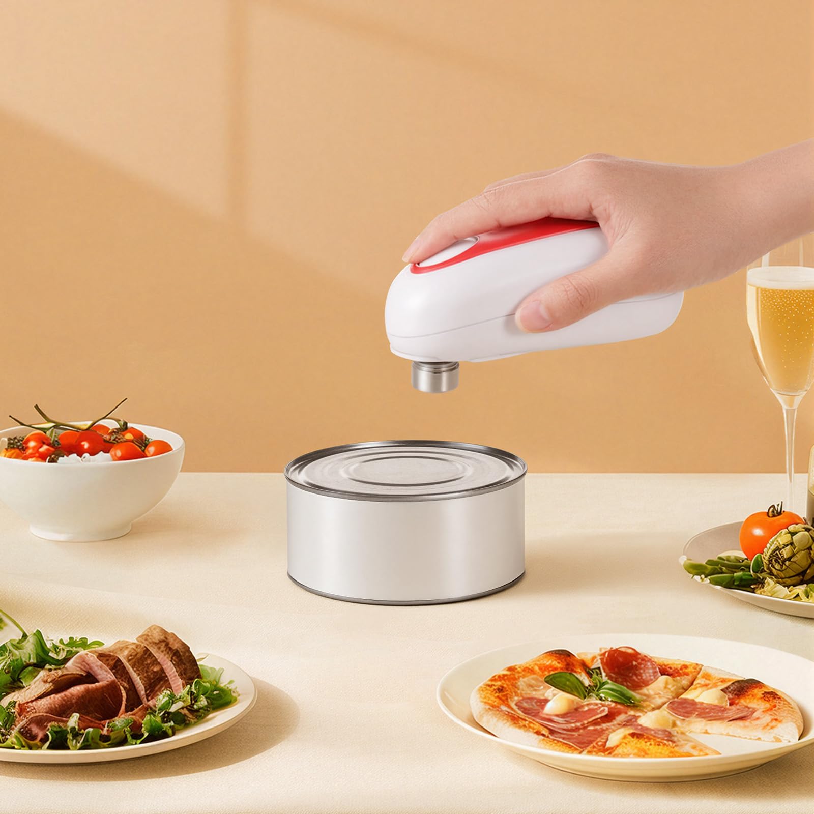 Starvortex Apriscatole Elettrico, Funzionamento Automatico Con Un Solo Tocco, Gadget da Cucina Compatto e Portatile, Bordo Liscio, A batteria, A mani libere, per Artriti e Persone con Mani Deboli