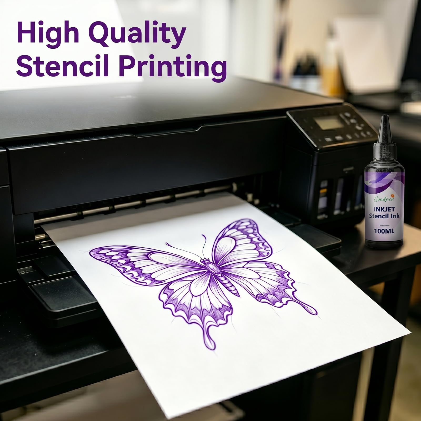 Tattoo Stencil Tinte 100ML Professionelle Transfertinte für Epson EcoTank Drucker Hohe Auflösung,Verstopfungsfrei,Verlaufssicher