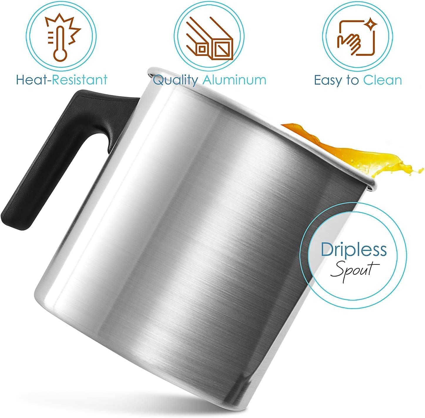 Hearth & Harbor Aluminum Wax Melting & Pouring Pot with Dripless Heat-Resisting Handle & Pouring Spout