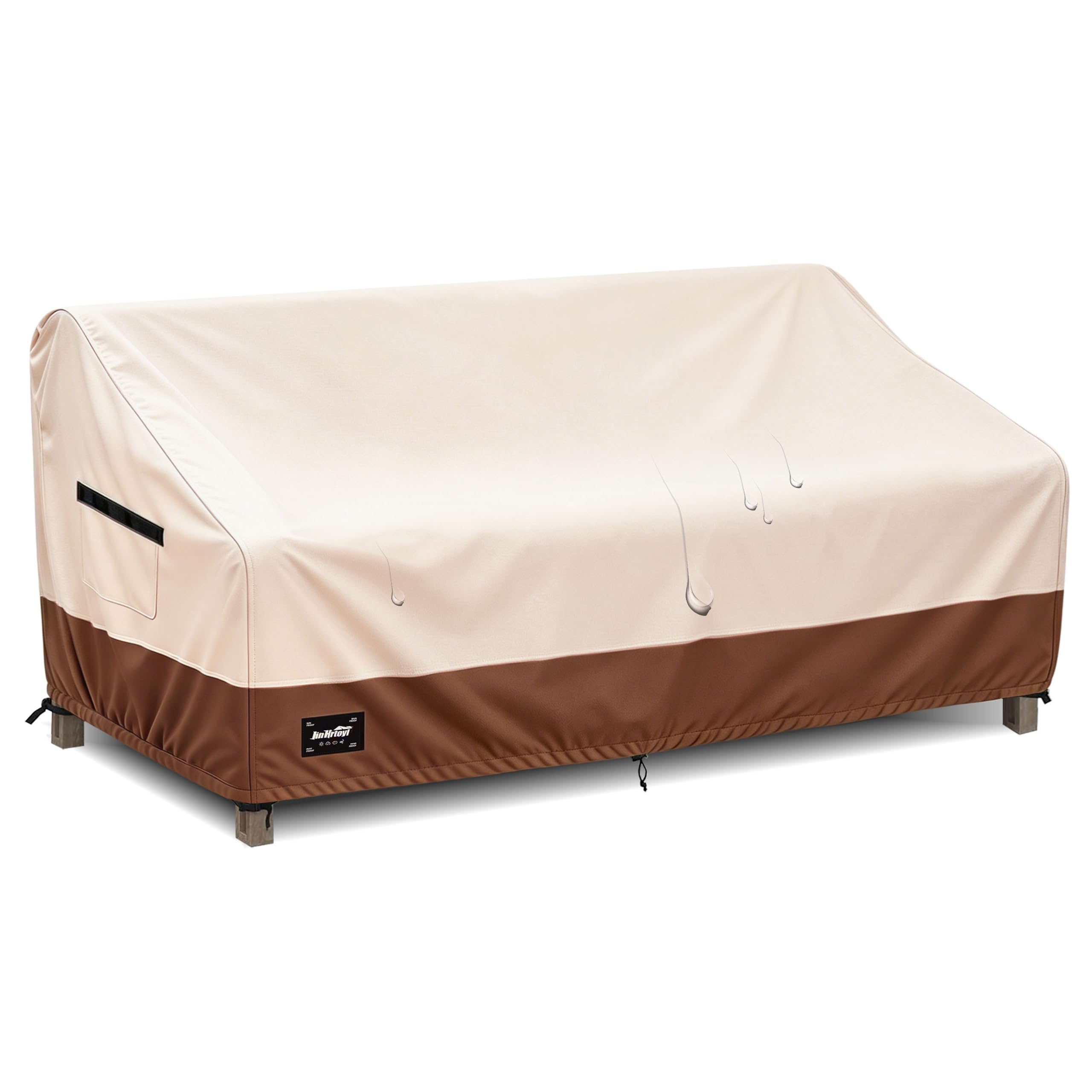 Photo 1 of Jin Hrtoyi 3-Seater Outdoor Couch Cover, 76Wx32Dx31H inches Outdoor Furniture Covers Waterproof,100% Waterproof Heavy Duty Patio Furniture Covers,Beige&Brown Modern Style Outdoor Sofa Cover
