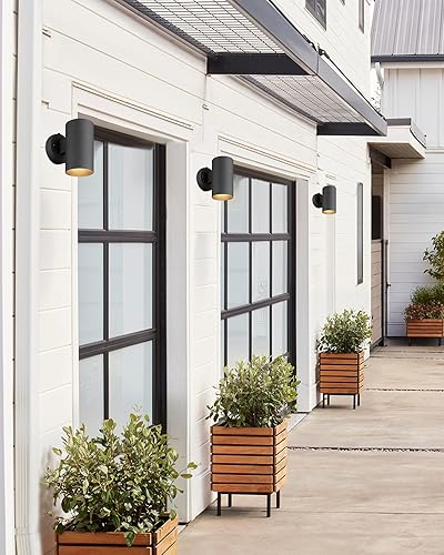 Miniatura 3 de Ken & Ricky Paquete de 6 lámparas de pared al aire libre del atardecer al amanecer, luz de porche negra, aplique de pared moderno para exteriores