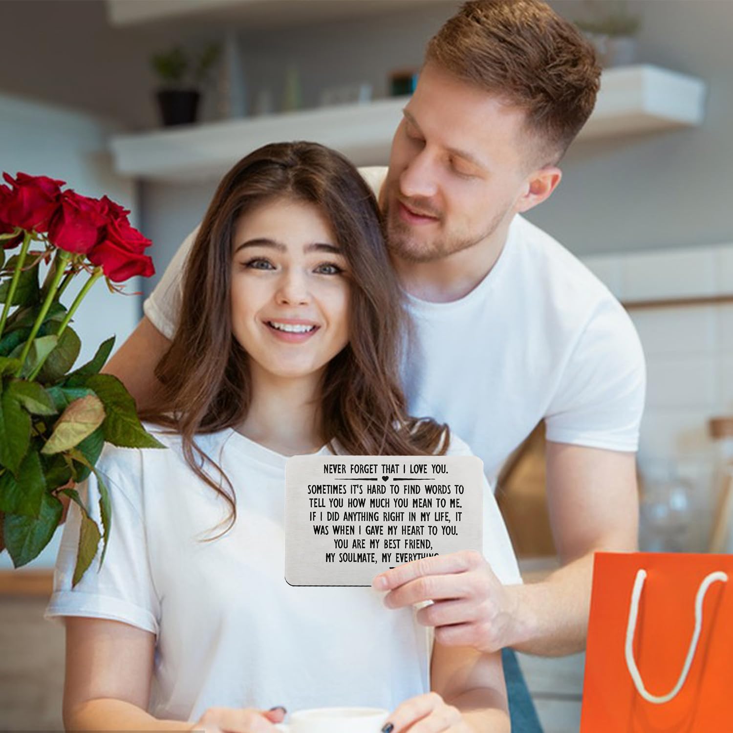 CREATCABIN I Love You Wallet Card Gegraveerde Portemonnee Insert Metalen Portemonnee Kaart Insert Verjaardagsmini Liefdesnotities Cadeau voor Vrouwen Mannen Vriendin Vriendin Verloofde Saint