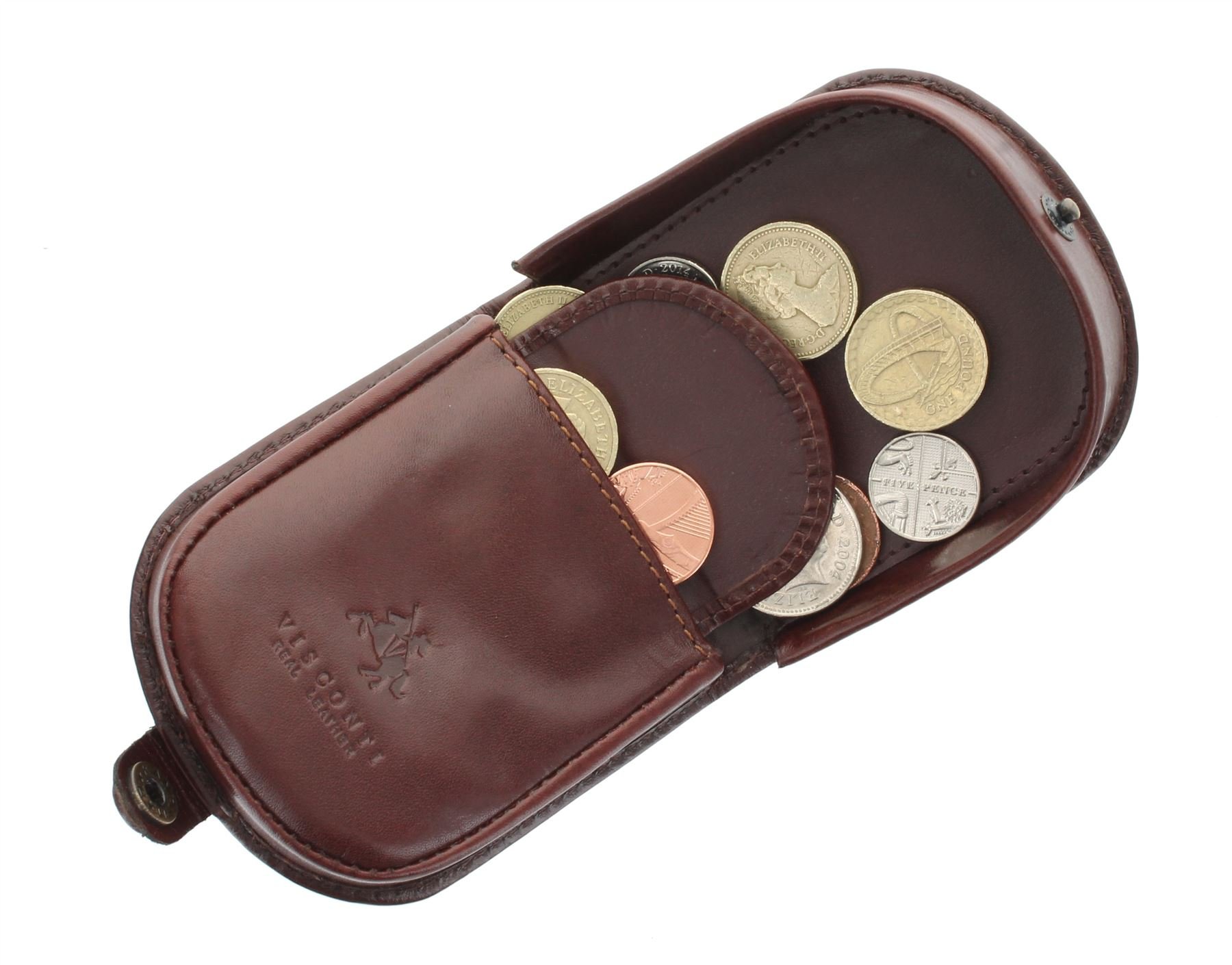 Visconti Collection Monza Porte-Monnaie Cuvette pour Pièces en Cuir de Tannage Vegétal TRY5 Marron