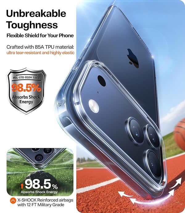 TORRAS for iPhone 17 Pro Case Crystal Clear, Upgraded Anti-Yellowing, Military-Grade Protection, Ultra Transparent Slim Case for iPhone 17 Pro Phone Case, Soft Bumper, Anti-Scratch, Clear, 6.3'' by TORRAS - Used condition - Image 4