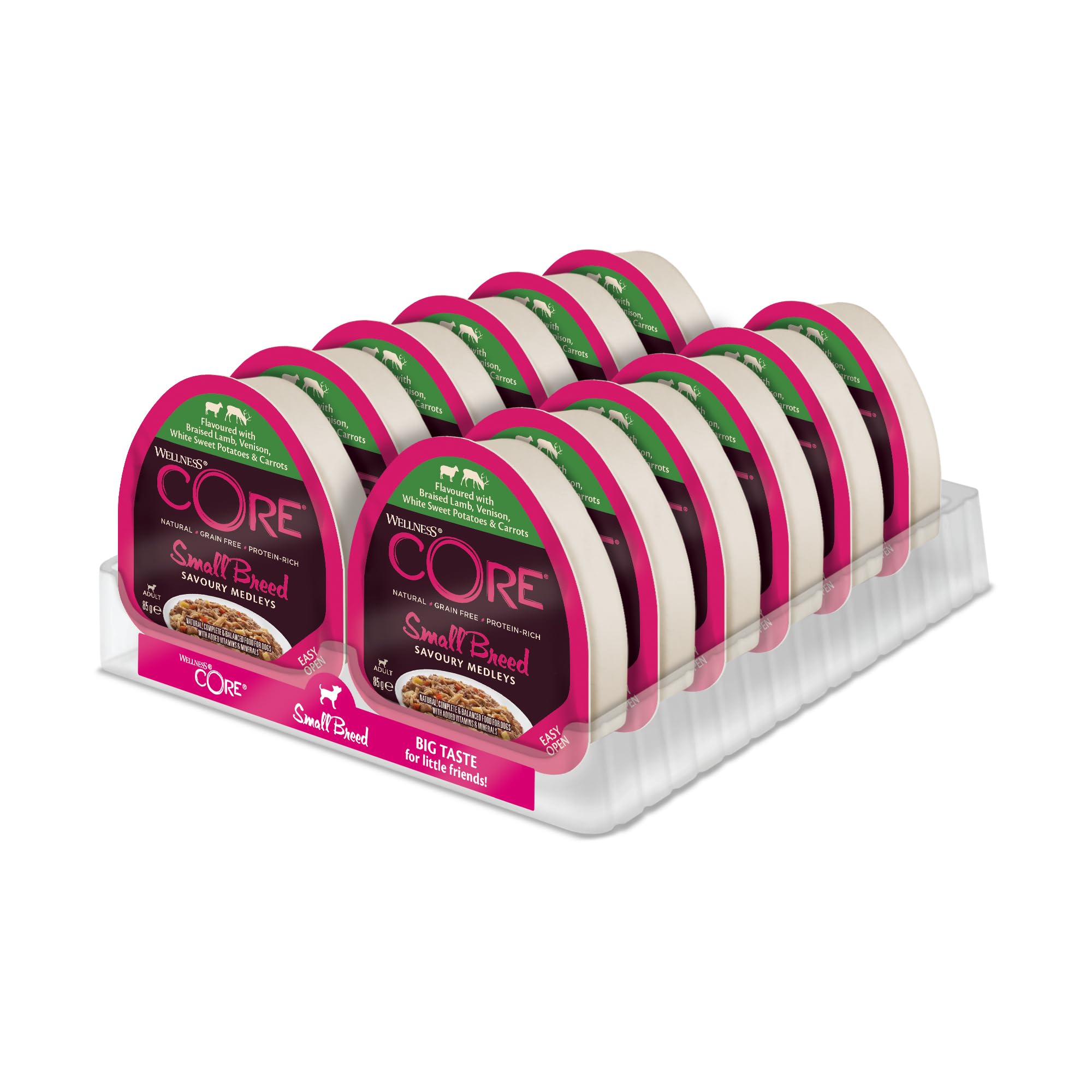 Small Breed Savoury Medleys, Dog Food Wet for Smaller Breed, Grain Free, High Meat Content, Lamb and Venison, 85 g (Pack of 12)