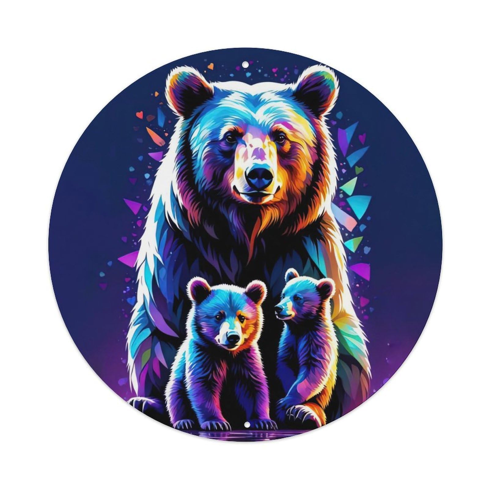 Wildlife Artwork Three Bears Vintage Metal Tin Sign Plaque Wall Decor for Cafe, Club Bar, Office, Garden Metal Poster 8x8Inch