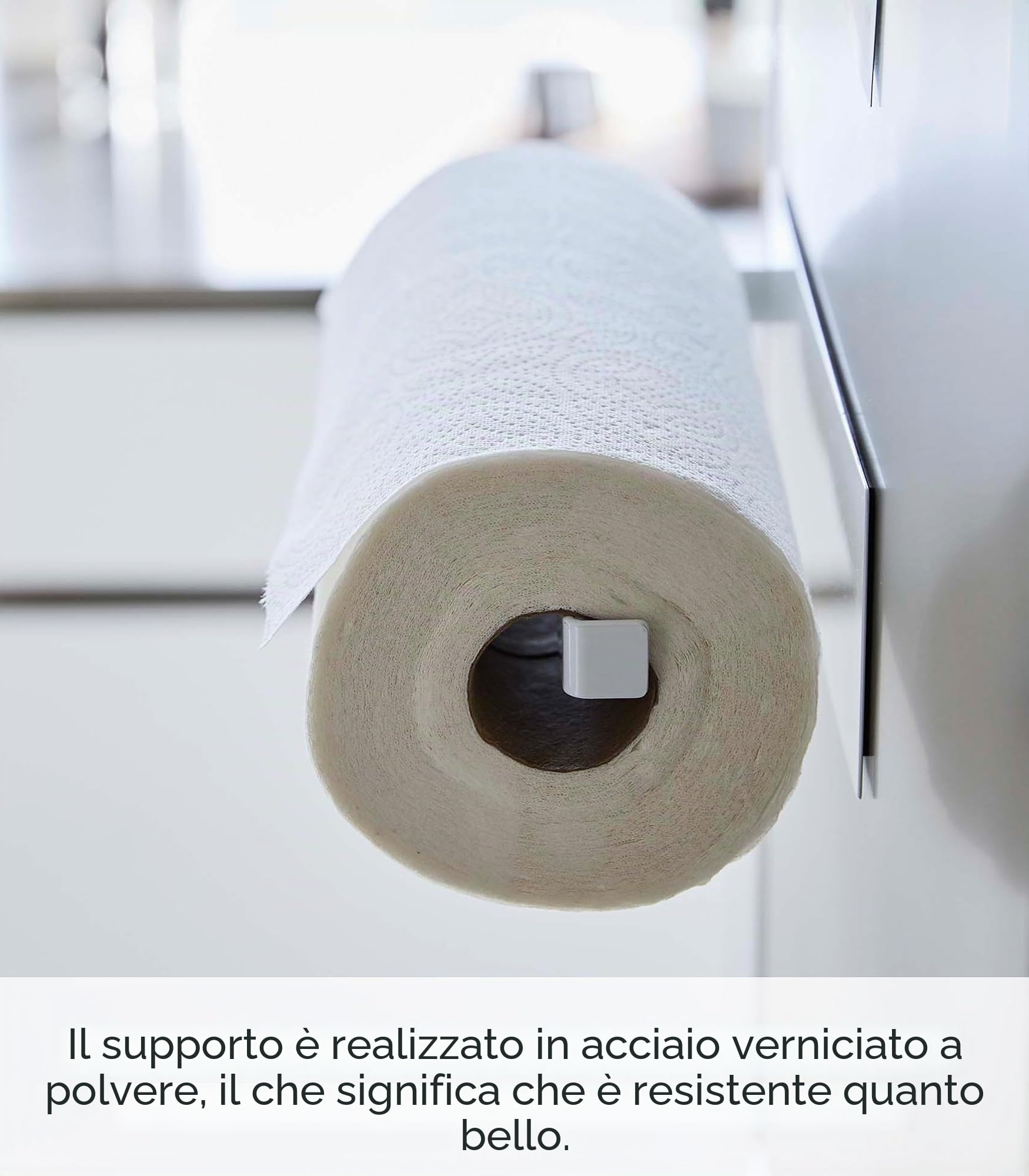 Yamazaki Home Tower, portarotolo magnetico da cucina, in metallo, verticale o orizzontale, in acciaio