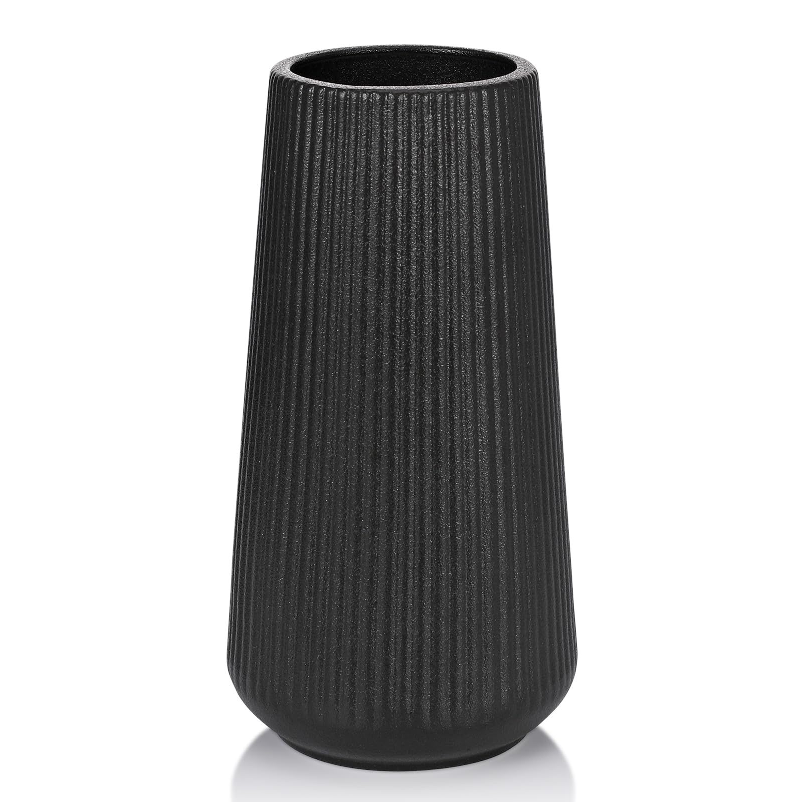 Matte Black Ceramic Vase, GUKJOB Flower Vase Ceramic Vase for Flowers, Christmas Decorations Ceramic Vase, Small Vase for Home Living Room Dining Table Farmhouse Office Decor (Matte Black)