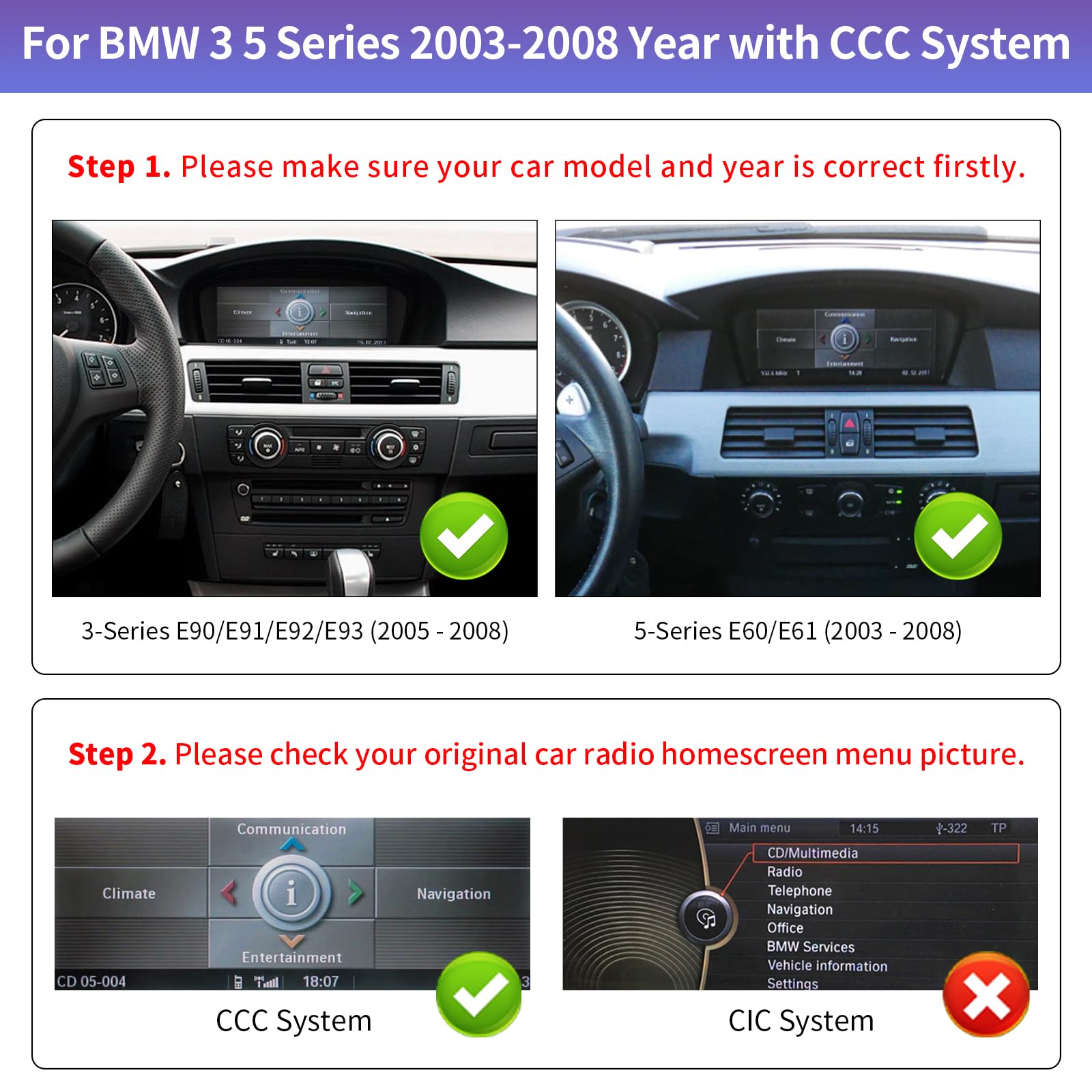 Road Top 8.9 inch Touchscreen Wireless CarPlay Android Auto Multimedia Car Radio Receiver for BMW 3/5 Series E90/E91/E92/E93/E60/E61 2003-2008 Year with CCC System