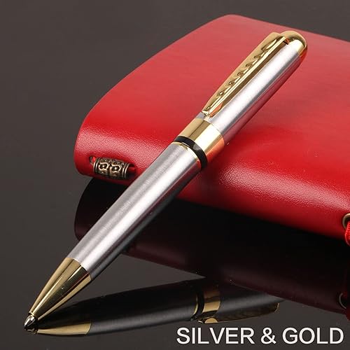 Miniatura 9 de STONEGO Bolígrafo clásico de metal, punta media de 0.039 pulgadas, tinta negra, bolígrafo giratorio para abrir, bolígrafo de escritura suave,