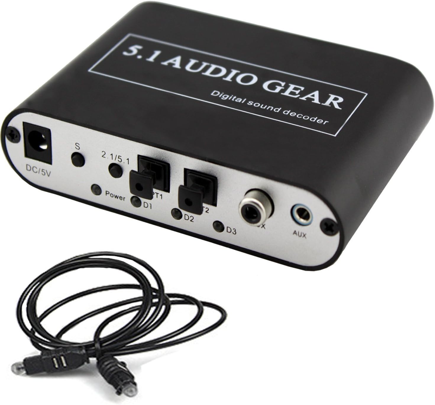 5.1 AC3 DTS Digital Audio Decoder to Analog 5.1 Converter + Toslink Cable