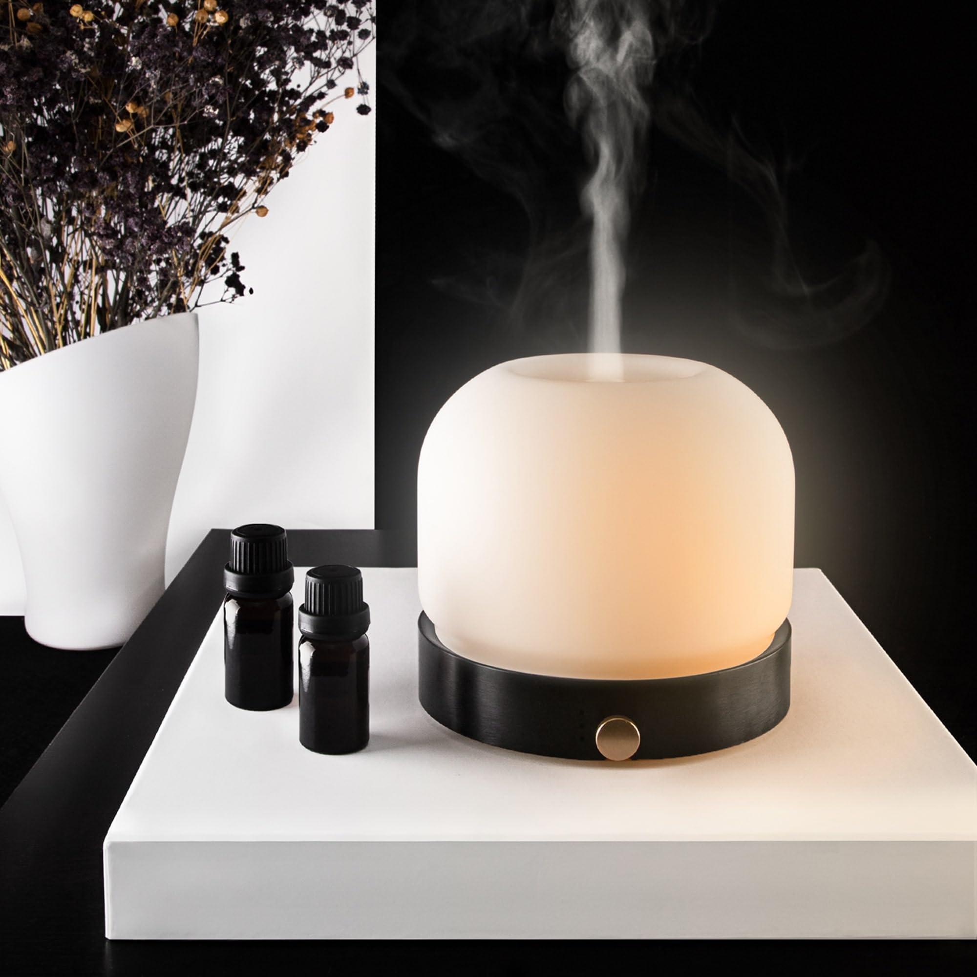 Eclipse - Diffusore OLI Essenziali Ultrasuoni - Aromaterapia Silenziosa - Humidificador Niebla Fría - Luz Nocturna LED Regulable - Ayuda Dormir Sueño – Dormitorio Relajación