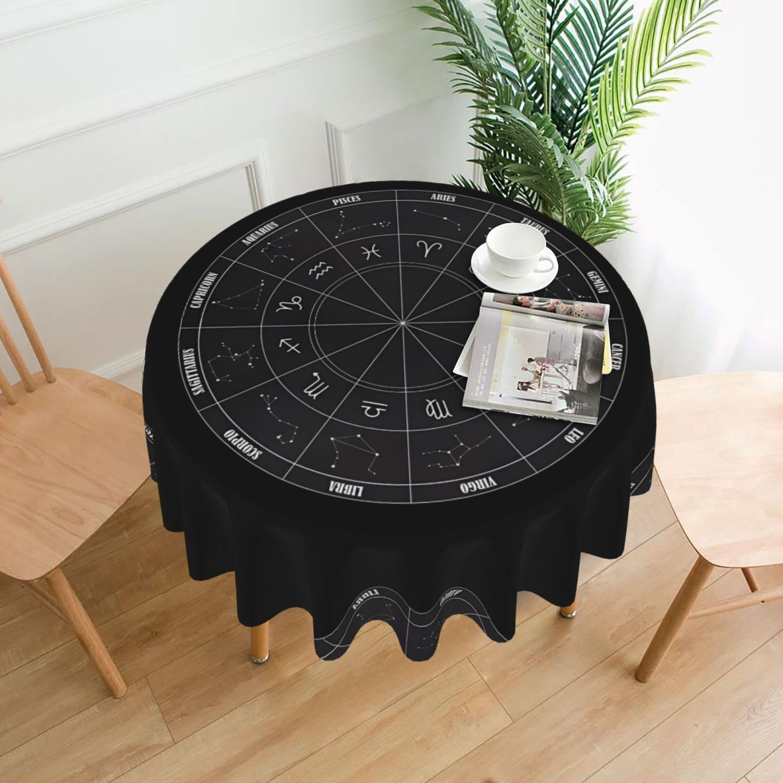 Zodiac Constellation Space Print Round Washable Tablecloth – Table Cover