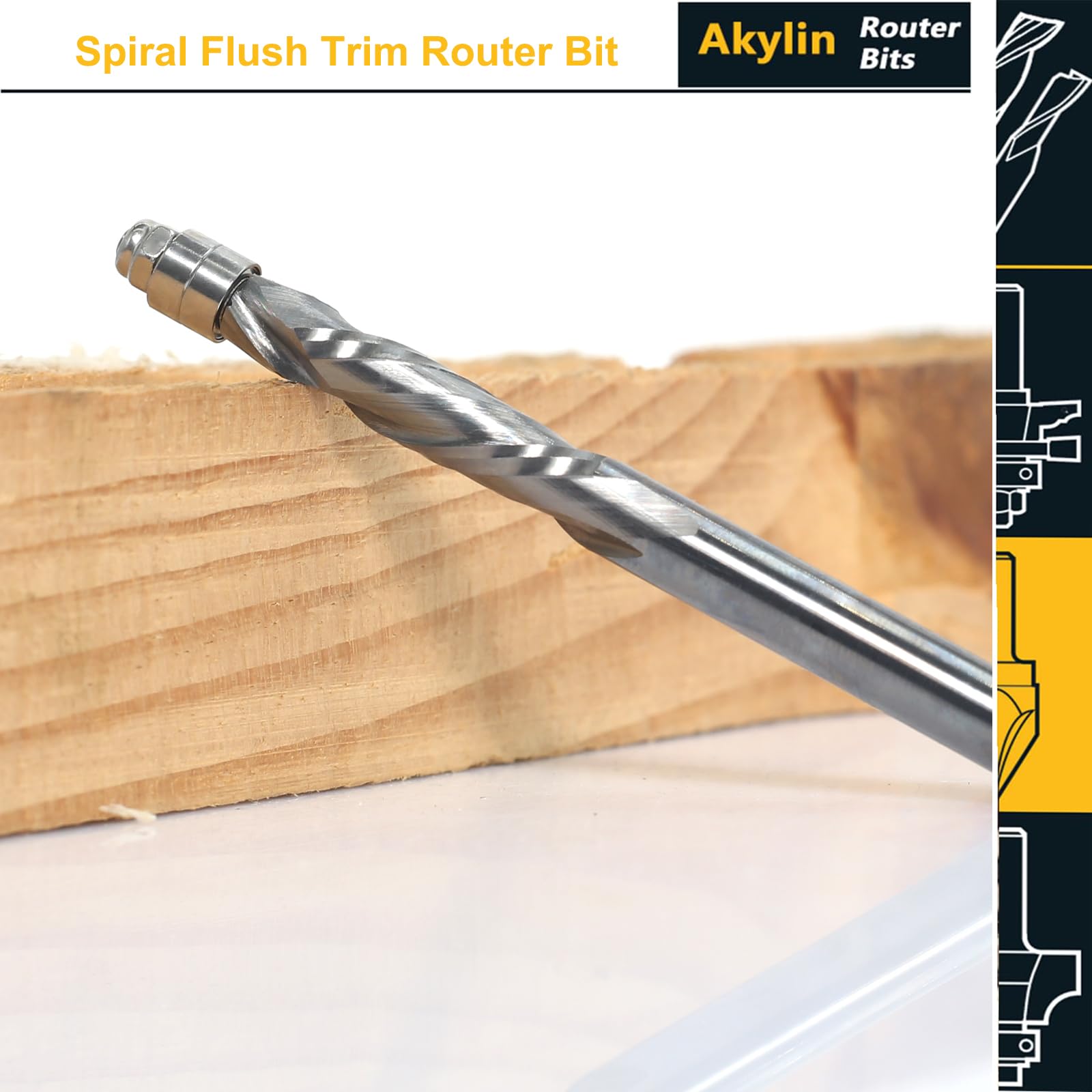 Punte per fresatrice a spirale con gambo da 1/4", taglio alto, 1/4 x 1/4 x 1-1/8 x 7,6 cm