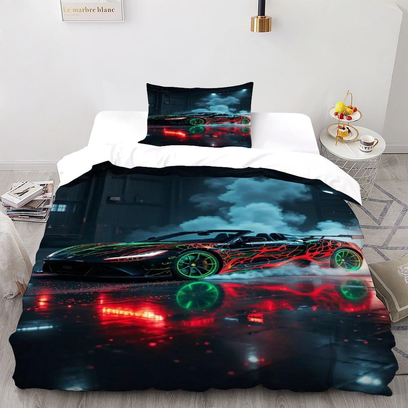 Parure de lit voiture de sport fumée de qualité supérieure en microfibre tissée