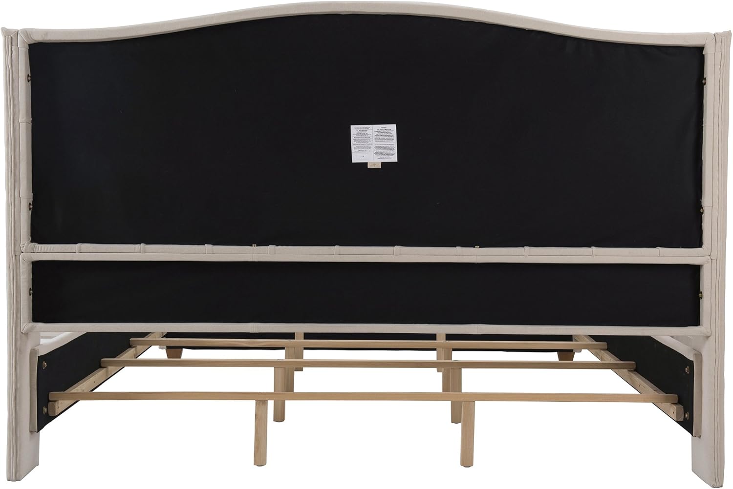 Jennifer Taylor Home Marcella Upholstered Shelter Headboard Bed Set, King, Sky Neutral Beige Polyester