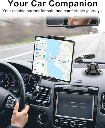 Miniatura 6 de Soporte para tablet con ventosa al vacío para cochecamión, brazo ajustable plegable de metal de 360 Soporte de tableta para parabrisas para iPad