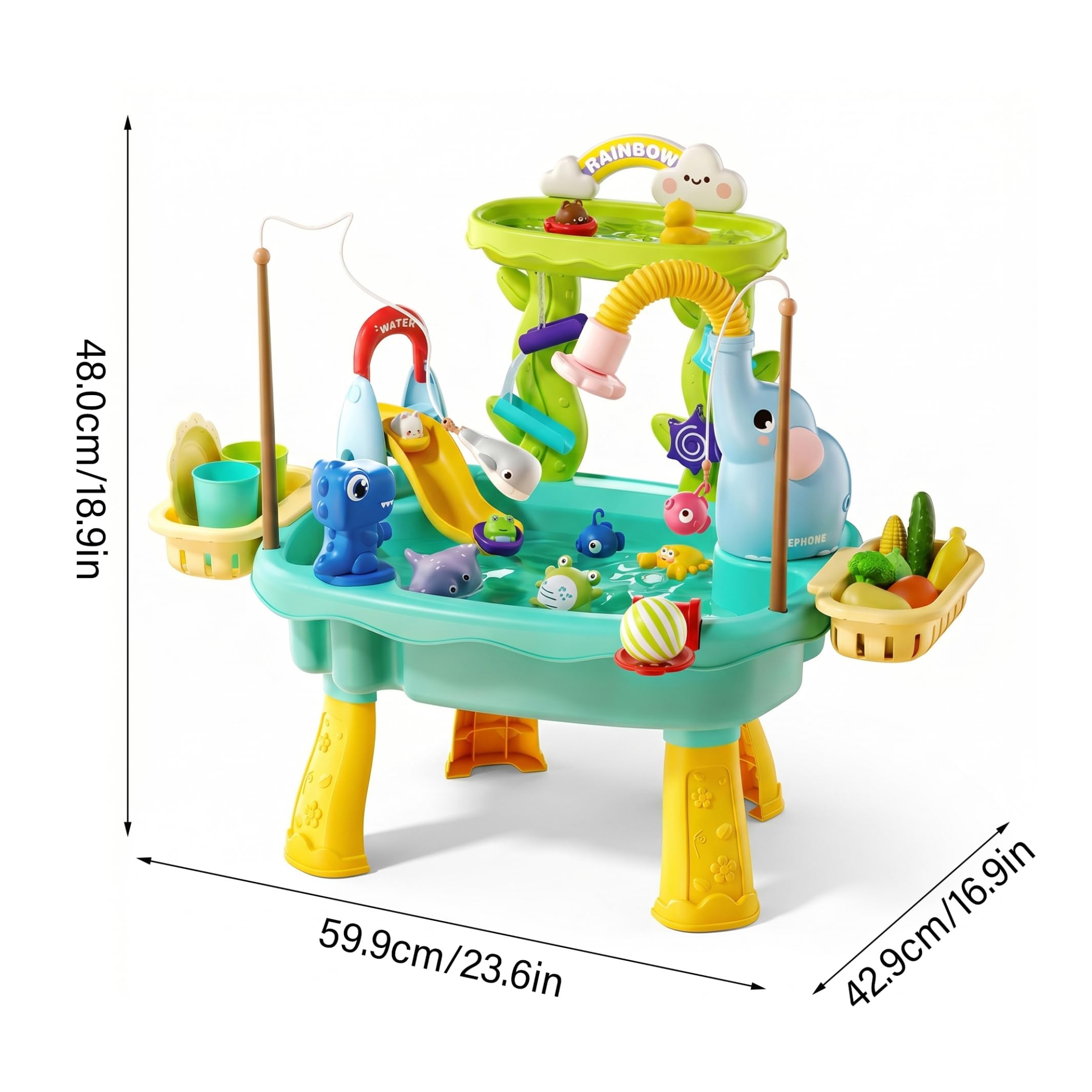 Évier de Jeu avec Eau Courante, Table à Eau pour Enfants avec 12 Modes de Jeu Amusants, Jouet interactif pour Tout-Petits - Bleu