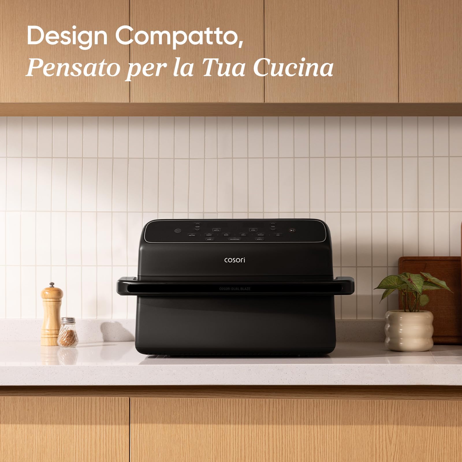 Cosori Friggitrice ad Aria Twinfry Compact 8,6 Litri, Doppio Cestello 4,3L+4,3L e Separatore Rimovibile, Doppia Resistenza Air Fryer, Rivestimento Ceramico No PFAS, 6 Funzioni, 35-240℃, 2700W