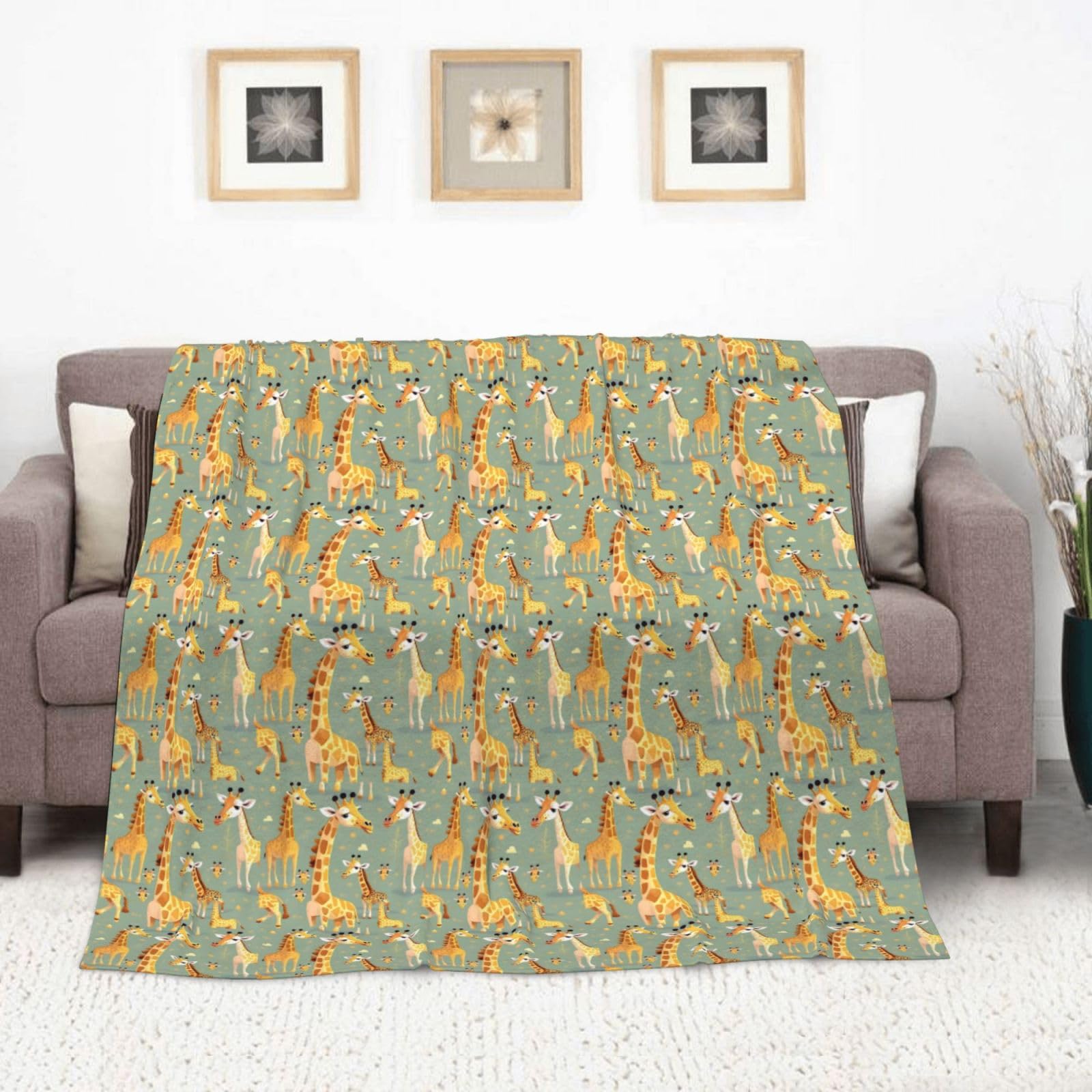 Couverture en flanelle avec imprimé girafes sauvages - 177,8 x 203,2 cm - Confortable et chaude - Pour l'hiver - Pour camping ou voyage
