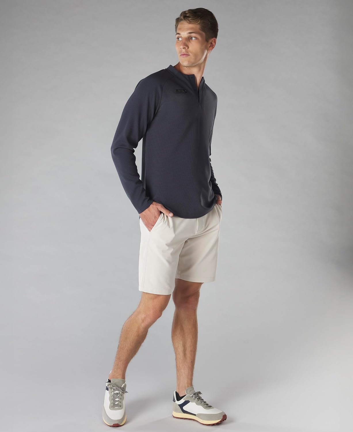 EvoShield Mens Men's 6-4-3 Henley Baseball Long Sleeve Shirts