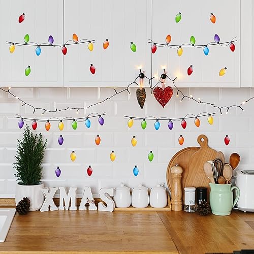 Miniatura 16 de Calcomanías de pared de árbol de Navidad, 41.33 x 41.33 pulgadas, con Santa Claus y muñecos de nieve, calcomanías removibles para decoración