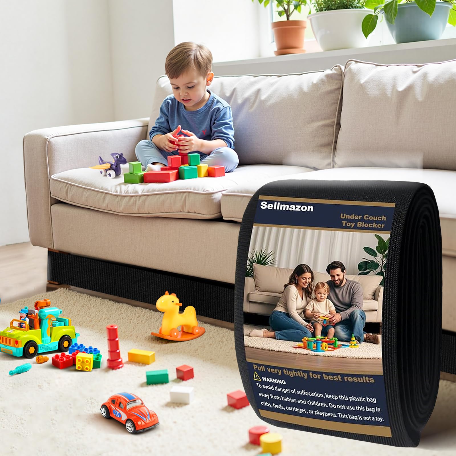 Sellmazon Under Couch Toy Blocker, Toy Blocker for Furniture, Stop Things Going Under Sofa Bed (5 in x 10.25 ft)