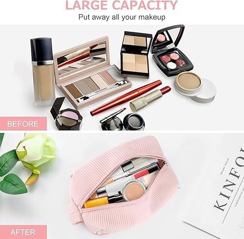 Miniatura 5 de Grathia Bolsa de maquillaje de cuero bolsa de maquillaje para mujeres y niñas bolsa de maquillaje portátil 2 en 1 bolsa de maquillaje de viaje bolsa