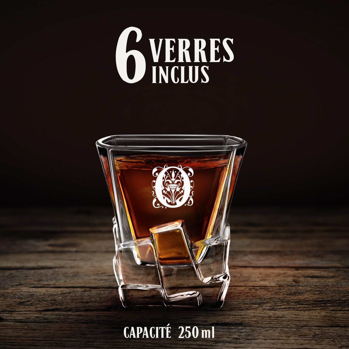 Maverton Carafe en verre et 6 verres a whisky, Avec motif décoratif | Ensemble Personnalisé Idee Cadeau Homme, Cadeau Anniversaire Homme, Set whisky au design unique, Pour connaisseur, Ornement
