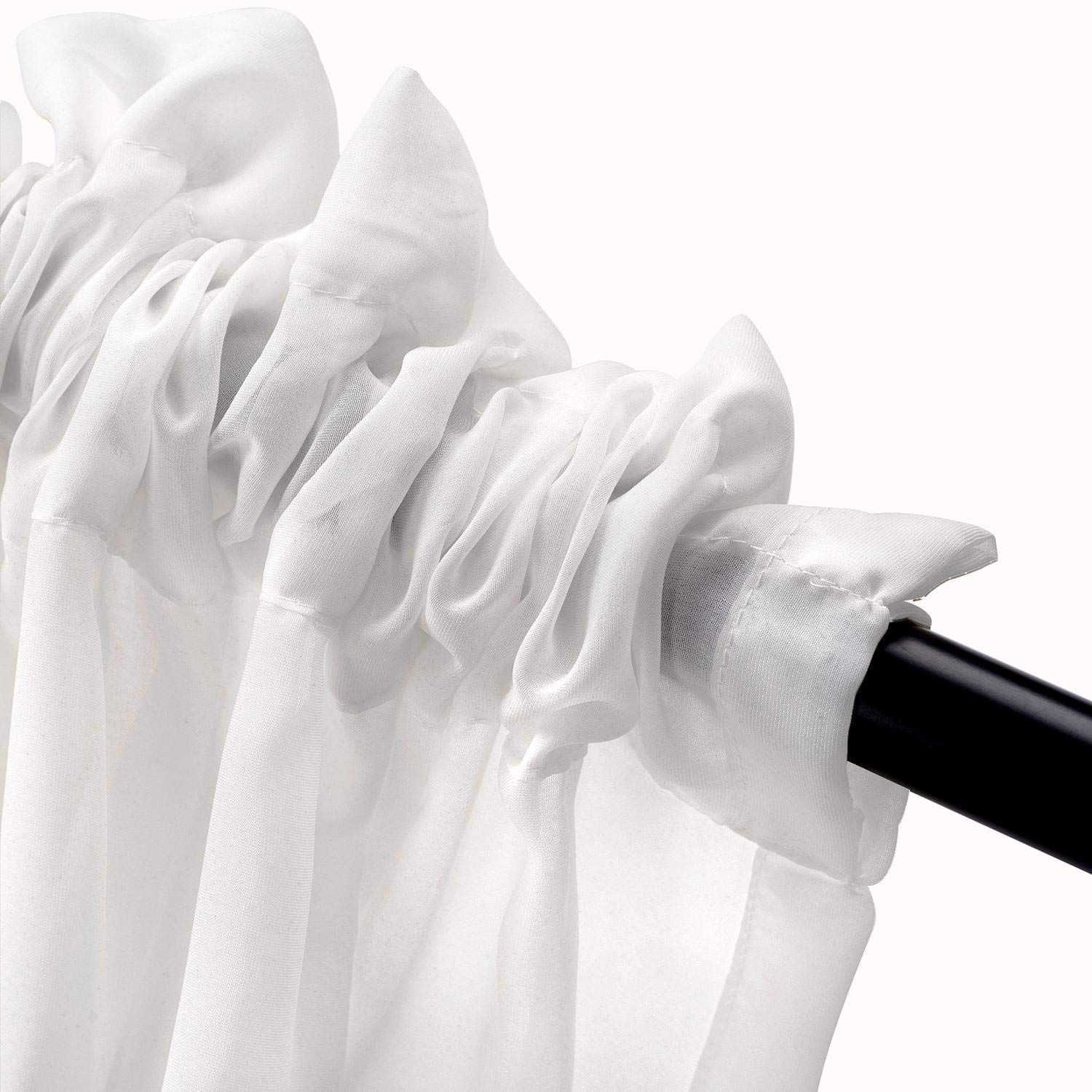 ChadMade Rideau Transparent Solide Blanc avec Passe Tringle, Rideaux Voile Opulent de 140 x 240 CM pour Salon Chambre (1 Panneau)
