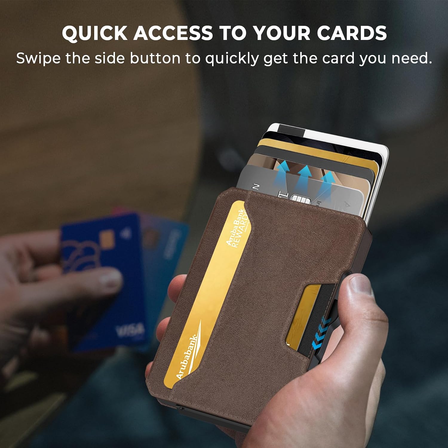BESSIO Wallet for Men, Pop Up RFID Blocking Aluminum Credit Card Holder image 3
