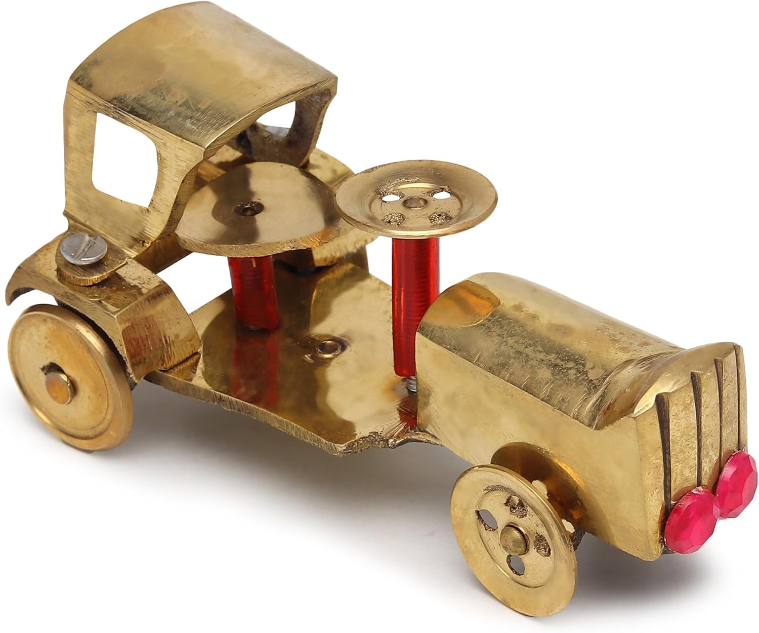 NAMS Brass Vintage Tractor Showpiece Antique Miniature Old Model Car Figurine, Retro Decorative Sculpture for Home Decor, Office Desk, Living Room Decoration & Unique Collectible Gift (9x5x4 cm)